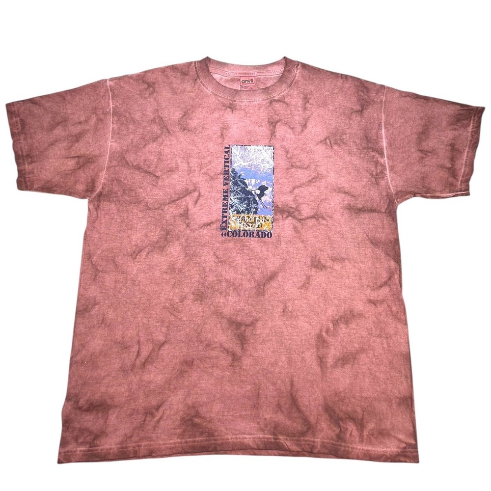 Vintage Y2K Anvil Colorado Ski T Shirt XL Extreme Vertical Mineral Wash USA
